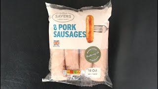 Morrisons SAVERS ~8 PORK SAUSAGES~ || £1 || Sausage Sandwich || Airfry || Review