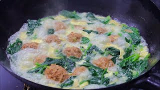 肉丸烧菠菜#抖音美食推荐官 #沭阳美食 #肉丸子