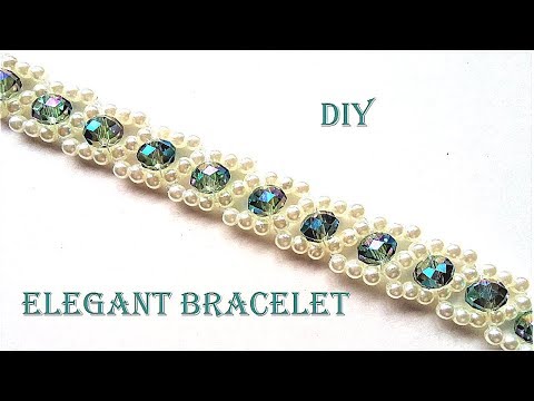 How to make pearls and crystal bracelet. Easy pattern. How to make pearls and crystal bracelet. Easy pattern.