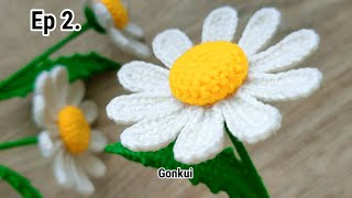 Ep2. Pollen 🌼Crochet Daisy Flower Tutorial step by step | Crochet Flower Bouquet  #crochetflower