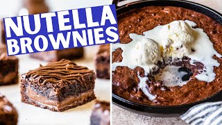 Nutella brownies | Rich Fudgy Brownies Stuffed with Nutella!!