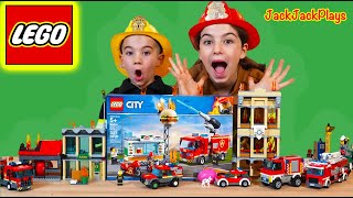 Firefighter Pretend Play for Kids! Lego City Toy Fire Trucks and Burger Bar Rescue | JackJackPlays