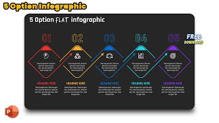 98.PowerPoint FLAT design - 5 Step Line Infographic | Office 365 | Free Download