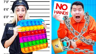 NO HAND VS ONE HAND VS TWO HANDS EATING CHALLENGE | FUNNY FOOD CHALLENGE IN JAIL BY CRAFTY HYPE