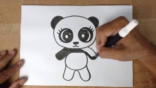 COMO DESENHAR UM URSO PANDA BEM FÁCIL - Desenhos fáceis para crianças