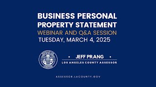 Assessor Jeff Prang's Business Personal Property Statement Webinar