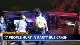 17 injured after party bus overturns on Schuylkill Expressway in Philadelphia