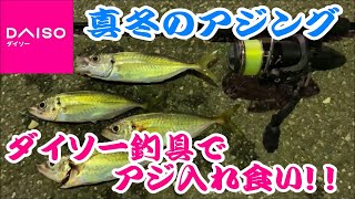 【ダイソー釣具】真冬の漁港から1800円の格安タックルでナイトアジング！！　ダイソー釣具なら低予算でライトゲームを楽しめます！！【アジング】【ダイソーロッド】