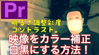 プレミアプロ動画画像の明るさ調整・色合い・彩度・カラー補正・色調補正・明度・白黒・色を変える方法。音声エコーやり方も軽く説明中。アドビAdobe premiere proルメトリカラー基礎的な使い方。