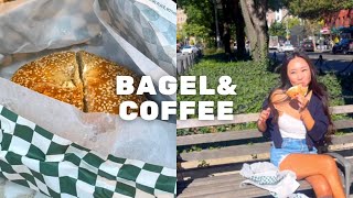 (Vlog) Don't Miss Bagel When in NY!🥯 Looking for Cafe Seat on the Wknd!☕️ 뉴욕 베이글 맛집은!?🍵 주말 카페 자리찾기!