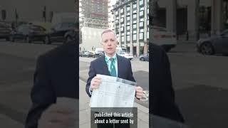 Rob speaking outside of Portcullis House, Westminster about HS2