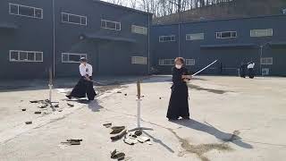 Korea  Batto-do  Federation  tatami Tameshigiri  katana  japan sword 검리연구회 수련 2021 .2.20 진검  베기 도검