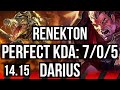 RENEKTON vs DARIUS (TOP) | 7/0/5, Godlike | EUW Master | 14.15