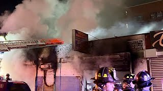 FDNY BOX 4764 ~ FDNY BATTLING A 10-75 FIRE IN A AUTO BODY SHOP ON PARK AVENUE IN THE BRONX, NEW YORK