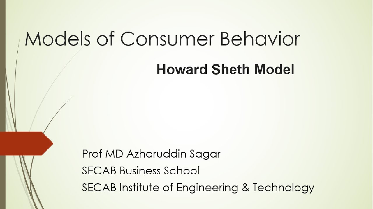 HOWARD SHETH MODEL OF CONSUMER BEHAVIOUR - YouTube