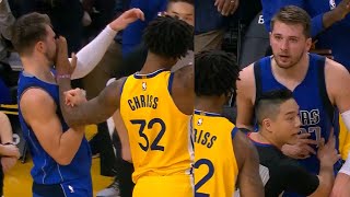 Marquese Chriss shoves Luka Doncic into the crowd | Mavs vs Warriors