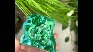 Chrysocolla with Malachite SKULL - CRYSTAL Carving RARE