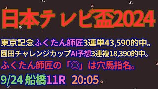 日本テレビ盃2024予想【船橋競馬】AI予想＋調教診断＋買い目