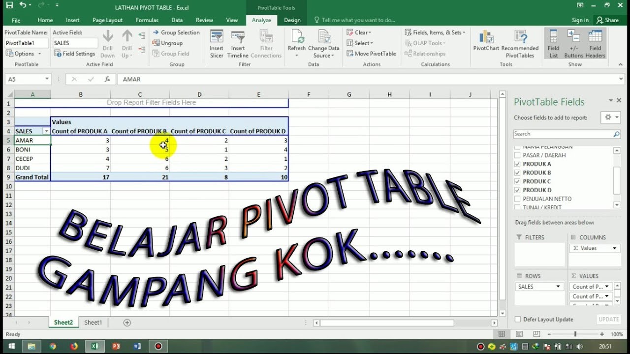 Belajar Membuat Dashboard Excel Dengan Pivot Table Dashboard Excel - Riset