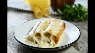 معكرونة كانيلوني مع دجاج ألفريدو | Chicken Alfredo Stuffed Cannelloni