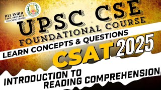 CSAT 2025 | Class 5 | Reading Comprehension Introduction | Ms. T. Divya | UPSC CSE