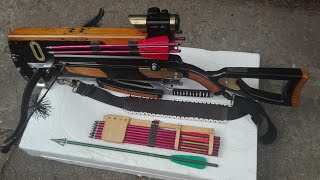 7 shot 150 lbs homemade repeating crossbow 7+1 brutal hunting arrow shooting