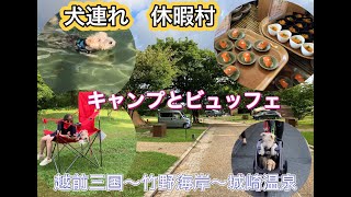 【犬連れ旅　休暇村】 福井県越前三国、兵庫県竹野海岸、城崎温泉にも寄ってみた!  越前三国キャンプ場と豪華ビュッフェ編 #ワイヤーフォックステリア #ダックス #わんことおでかけ #愛犬とお出かけ