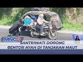 Tak Kuat Menanjak, Tiga Santriwati Dorong Bentor Ayah di Tanjakan Maut di Labuhanbatu Selatan