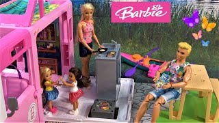 Barbie and Ken Camping Story: Barbie Sister and Friend Get Bored Camping in Barbie's Camper