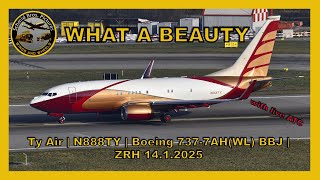 WHAT A BEAUTY!!! Ty Air Boeing 737BBJ ''N888TY'' take off at Zürich-Kloten (with live ATC)