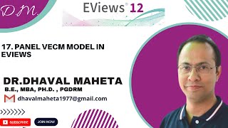 17. Panel VECM Model using Eviews || Dr. Dhaval Maheta