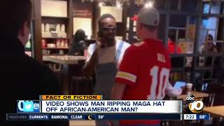 Man rips MAGA hat off black man?