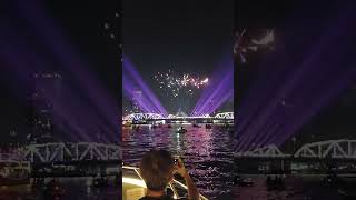 New Year's 2025 Fireworks At Chao Phraya River Filmed From A Yacht! 🇹🇭 #bangkok #thailand #travel