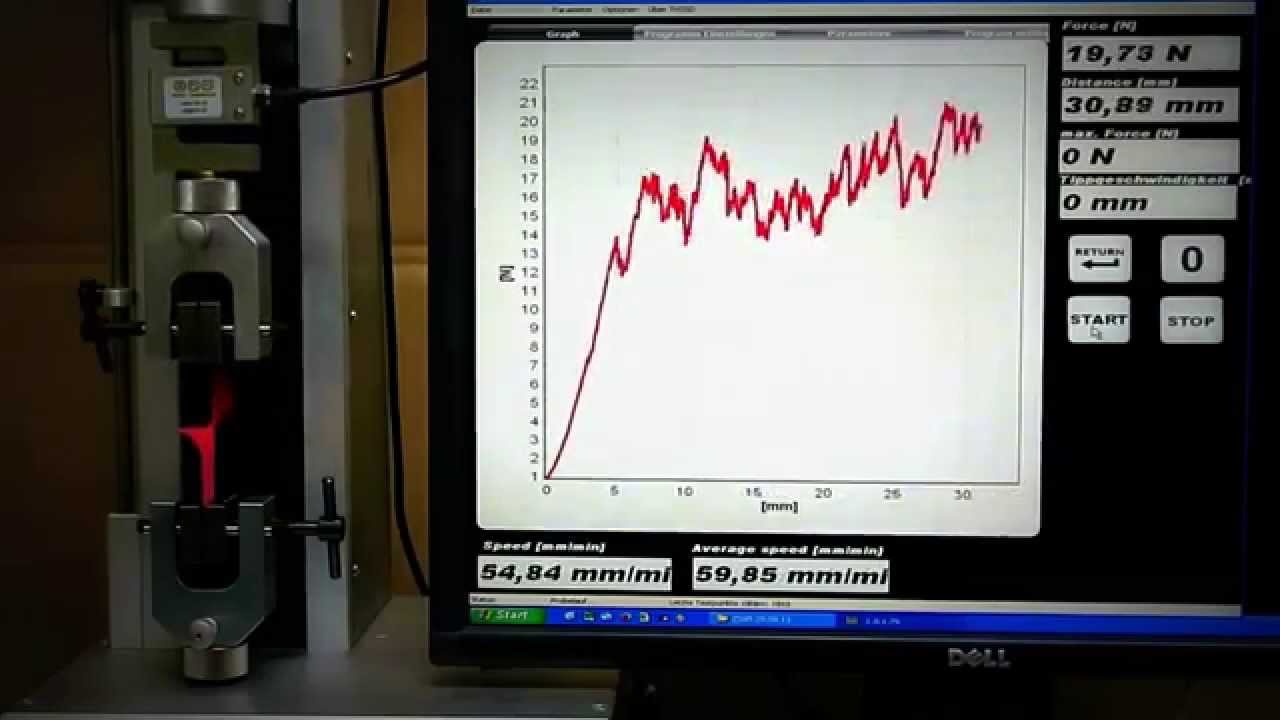 ASTM D1938 - Plastic Film Trouser Tear Test - YouTube