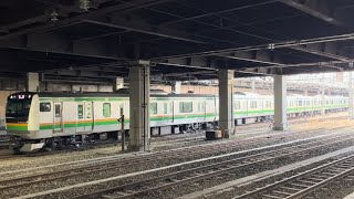 【E233系U230編成５両  OM出場回送（車体保全）】E231系3000番台ﾔﾏU230編成が回送電車としてOM構内を走行〜停車するシーン（回8631M）2025.1.21