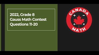 2022, Grade 8, Gauss Math Contest, Questions 11-20