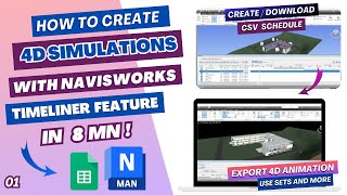 Timeliner & 4D Simulation with Navisworks 2023 in 8mn | 4DBIM Animation Tutorial | Create & Export
