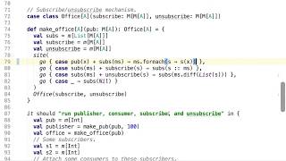 The broadcast publish/subscribe pattern (Concurrent programming in the Chemical Machine)