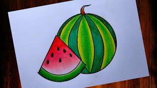 How to draw Watermelon 🍉 🍉 easy steps | Watermelon drawing easy| Easy Colour idea