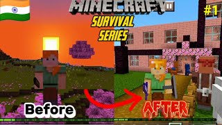 Minecraft PE🔥 Survival series EP1 in Hindi 1.20 l made Survival house