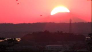 2月12日のダイヤモンド富士 茨城県神栖済生会病院付近 Sunset Mt.Fuji