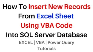 How to Insert New Records Into SQL Server VBA Code Adodb