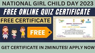 National Girl Child Day 2023 | National Quiz Free Certification