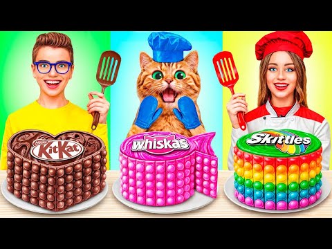 Me vs Grandma Cooking Challenge With Cat Cake Decorating Challenge by YUMMY JELLY
