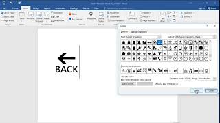 How to type Back With Leftwards Arrow Above in Word