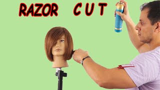 How to cut bob with razor tutorial step by step, razor short haircut #bob#razorcut