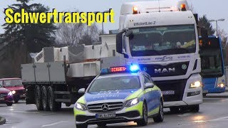 Polizei begleitet MAN Schwertransport in Sindelfingen - Police accompanies heavy transport