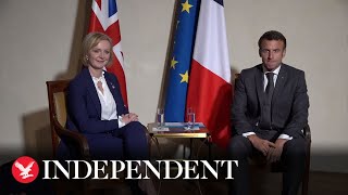 Liz Truss meets with Emmanuel Macron at the EU summit in Prague