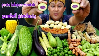 MUKBANG LALAPAN MENTAH + ikan asin + SAMBAL GANDARIA tanpa nasi