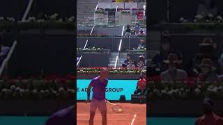 Rafael Nadal catches opponents shot with his racket